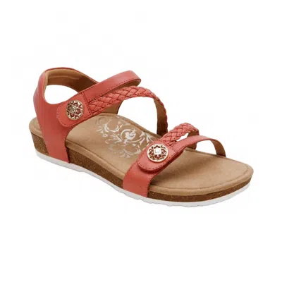 Aetrex Jillian Braided Quarter Strap Sandals In Pink