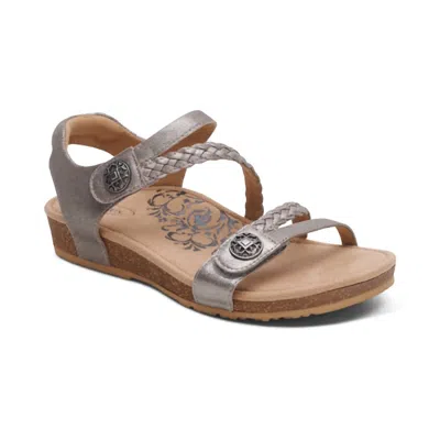 Aetrex Women's Jillian Sandal In Brushed Silver In Gray