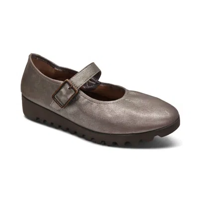 Aetrex Women's Joanne Mary Jane Flats In Brushed Silver In Multi