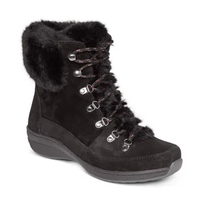 Aetrex Women's Jodie Fur Winter Boot In Black