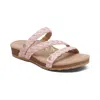Aetrex Women's Josie Braided Slide Sandal In Rose In Multi