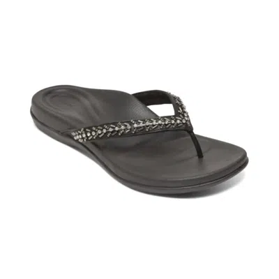 Aetrex Women's Jules Thong Slippers In Black