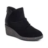 Aetrex Women's Kara Ankle Wedge Boot In Black In Black