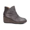 Aetrex Women's Kara Ruched Wedge Boot In Charcoal In Gray