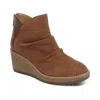 Aetrex Women's Kara Wedge Bootie In Cognac In Green