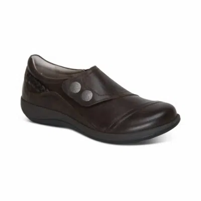 AETREX WOMEN'S KARINA LEATHER MONK STRAP SHOE IN IRON