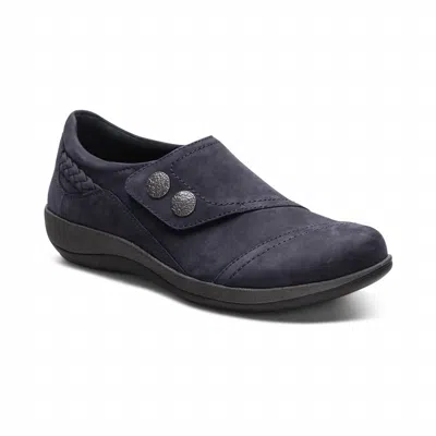 Aetrex Women's Karina Monk Strap Shoes In Navy In Black