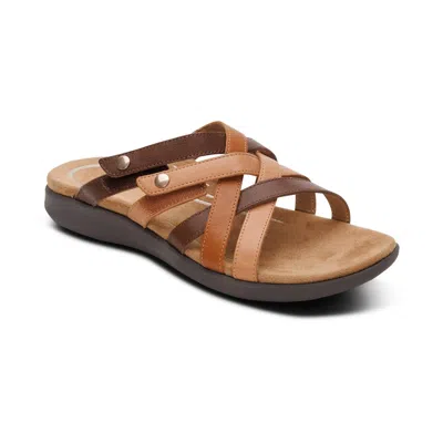 Aetrex Women's Kasey X Strapslide Sandal In Tan Multi In Brown