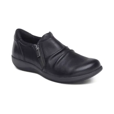 Aetrex Women's Katie Side Zip Slip On Shoes - Wide Width In Black