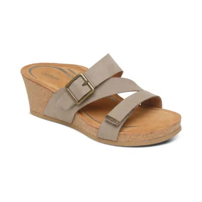 Aetrex Women's Kimmy Wedge Sandals In Taupe In Gray