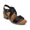 Aetrex Women's Kristin Adjustable Cross Strap Low Heel Sandals In Black In Black