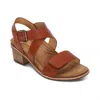 Aetrex Women Kristin Block Heel Sandal In Cognac In Green