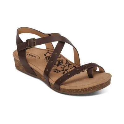 Aetrex Women's Lauren Quarter Strap Sandal In Coffee In Brown