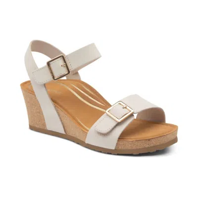 Aetrex Women's Lexa Wedge Sandals In Ivory In Multi