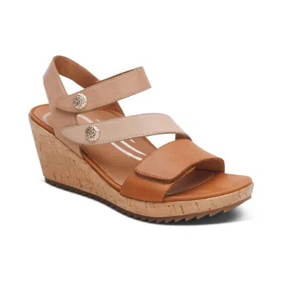 Aetrex Women's Madelyn Quarter Strap Wedge Sandals In Ginger Multi