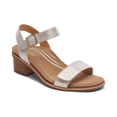 Aetrex Women's Mae Adjustable Quarter Strap Heel In Champagne