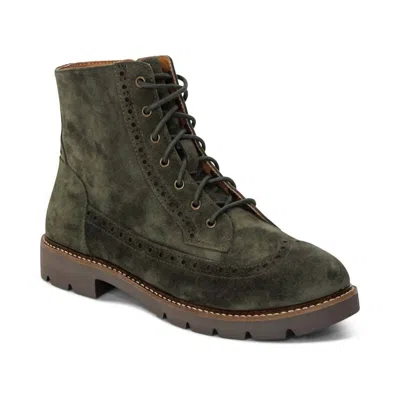 Aetrex Women's Margot Brogue Lace-up Boots In Dark Green