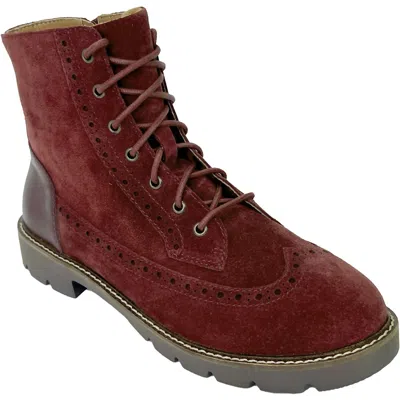 Aetrex Women's Margot Suede Lace-up Boot In Dark Red In Burgundy