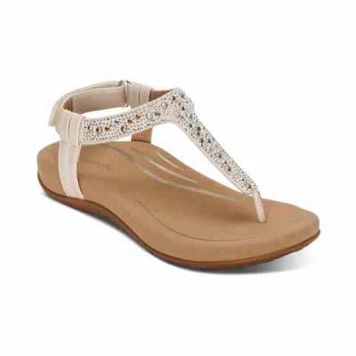 Aetrex Women's Marni Slingback Thong Sandal In Ivory In Multi