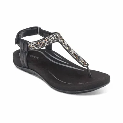 Aetrex Women's Marni Toe Post Walking Sandal In Black