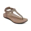Aetrex Women's Marni Toe Post Walking Sandal In Taupe Sparkle In Multi