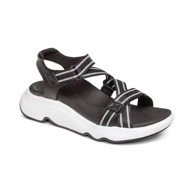 Aetrex Women's Marz Sport Sandal In Black/white