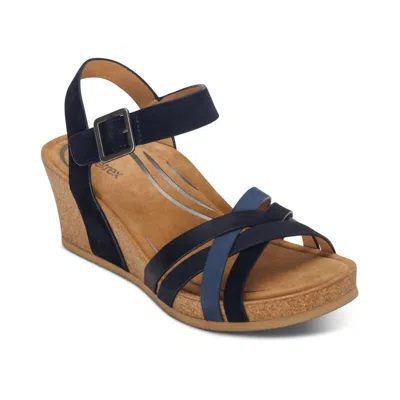 Aetrex Women Noelle Wedge In Navy In Blue