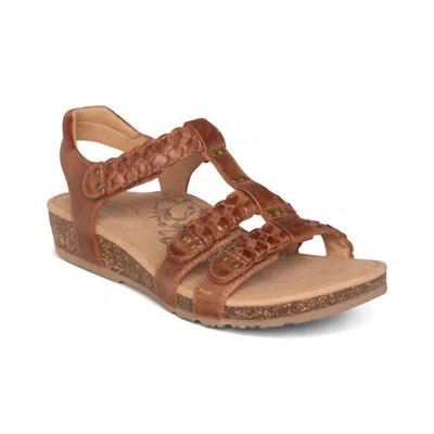 Aetrex Women's Reese Gladiator Sandal In Brown/cognac In Multi