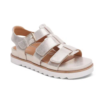 Aetrex Women's Romy Quarter Strap Cork Flat Sandal In Champagne In White