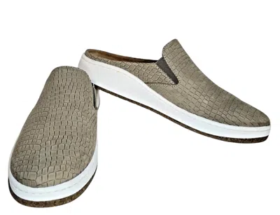 Aetrex Women's Sasha Slip On In Taupe Croc In White