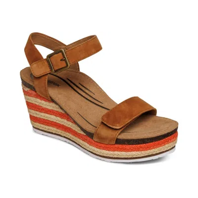 Aetrex Women's Sydney Espadrille Wedge In Cognac In Brown