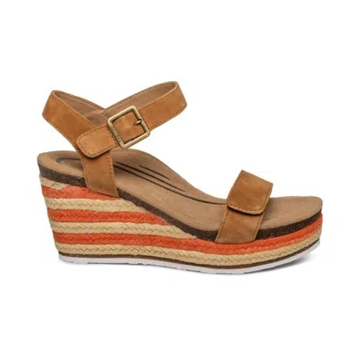 Aetrex Women's Sydney Espadrille Wedge In Cognac In Multi
