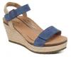 Aetrex Sydney Quarter Strap Espadrille Wedge In Blue In Blue
