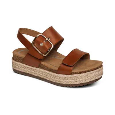 Aetrex Women's Vania Arch Support Platform Sandal In Cognac In Brown