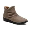 Aetrex Women's Zoey Slip On Boot In Dark Taupe Nubuck