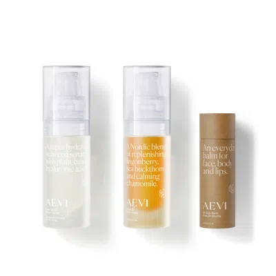 Aevi Wellness Yellow / Orange / White Ultimate Nourishing Skincare Trio: Hyaluronic Face Serum, Nordic Berry Face In Yellow/orange/white