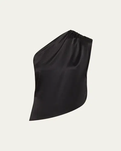 Aexae Asymmetric Silk Top In Black