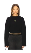 Aexae Cotton-blend Bell-sleeve Sweater In Black