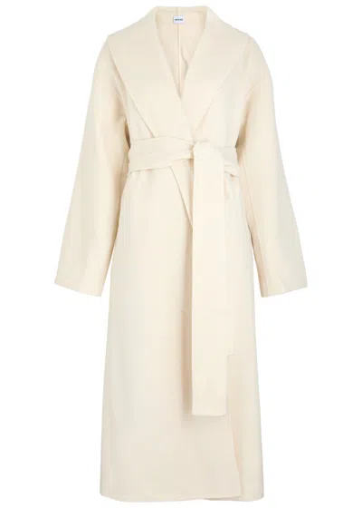 Aexae Belted Wool-blend Coat In White