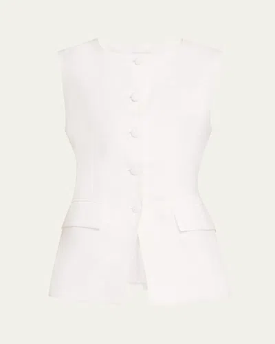Aexae Button-front Linen Vest In White