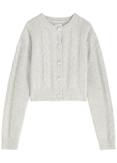 Aexae Cable-knit Cashmere-blend Cardigan In Grey