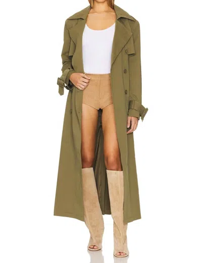 AEXAE CARGO TRENCH COAT IN ARMY GREEN