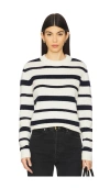 Aexae Cashmere Crew Neck Jumper In Stripe Navy
