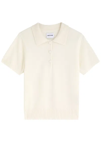 Aexae Cashmere Polo Jumper In Off White