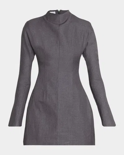 Aexae Contoured Turtleneck Mini Dress In Gray