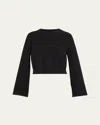 Shop Aexae Cotton-blend Bell-sleeve Sweater In Black