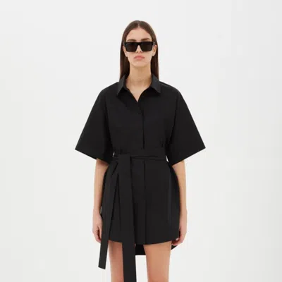Aexae Cotton Kimono Mini Dress In Black
