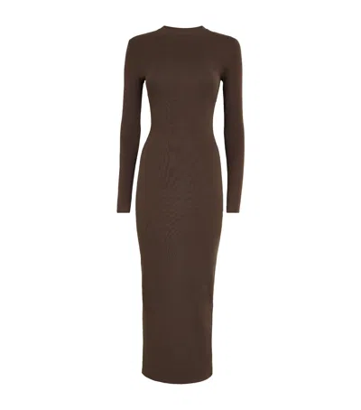 Aexae Cotton Maxi Dress In Brown