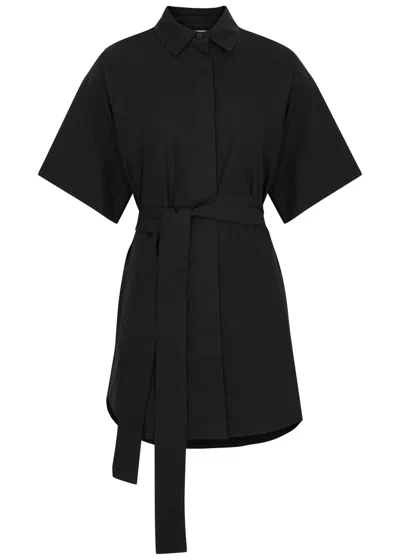 Aexae Cotton-poplin Mini Shirt Dress In Black