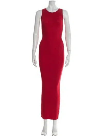 Pre-owned Aexae Crew Neck Long Dress In Red